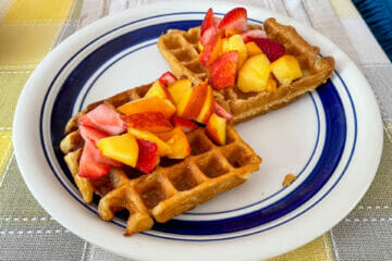 Buttermilk Waffles with Nectarines and Strawberries