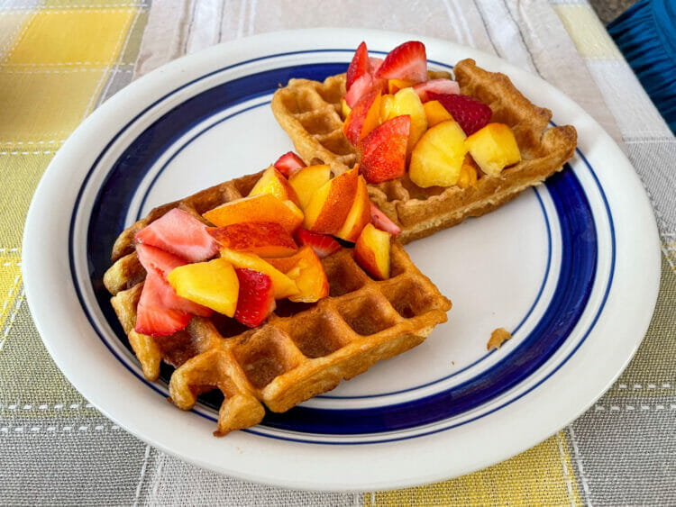 Buttermilk Waffles with Nectarines and Strawberries