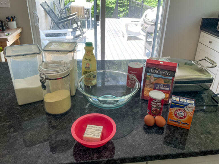 Mise-En-Place for Cheddar Cornbread Waffles