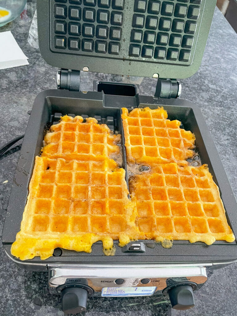 Cheddar Corn Waffles in the Iron