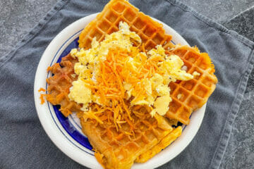 Cheddar Cornbread Waffles with Eggs