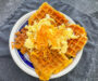 A Savory Experiment: Cheddar Cornbread Waffles with Scrambled Eggs